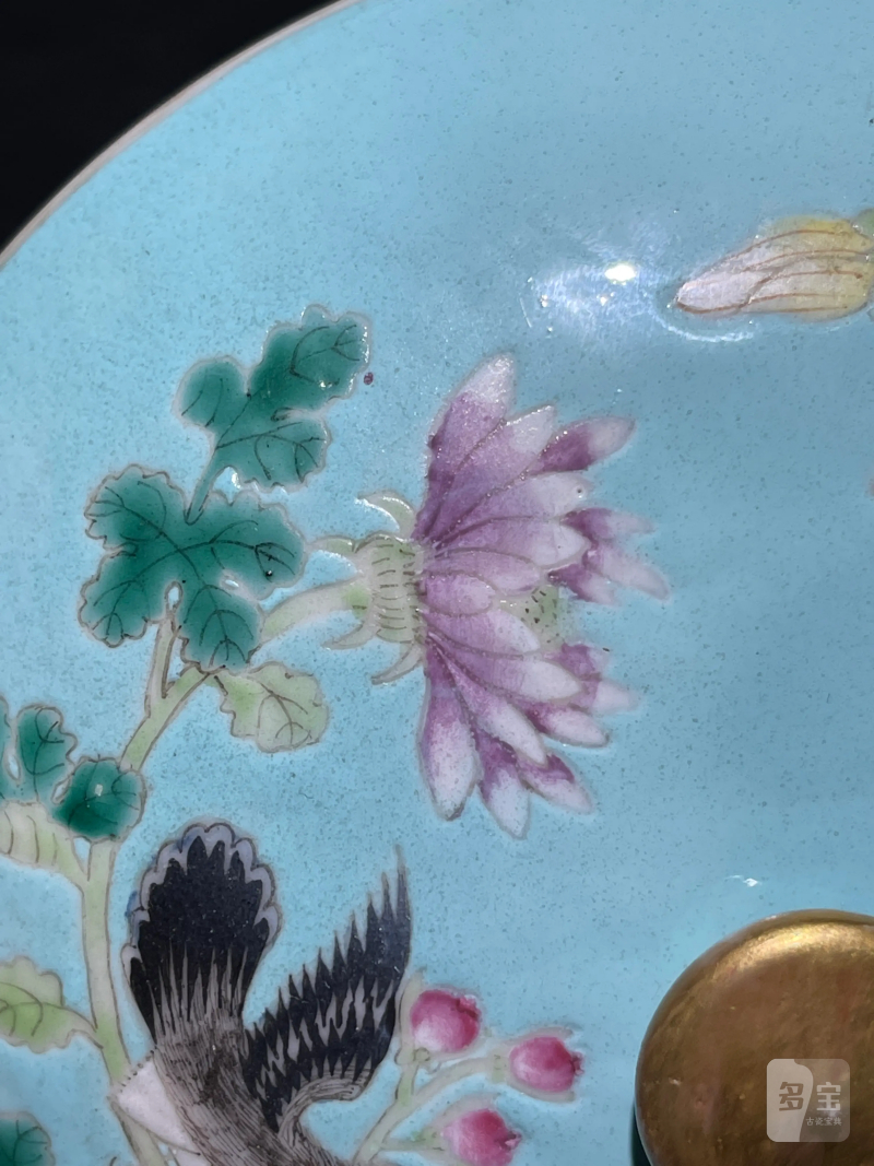 清光绪 松石绿地粉彩花鸟纹温锅 - 图24